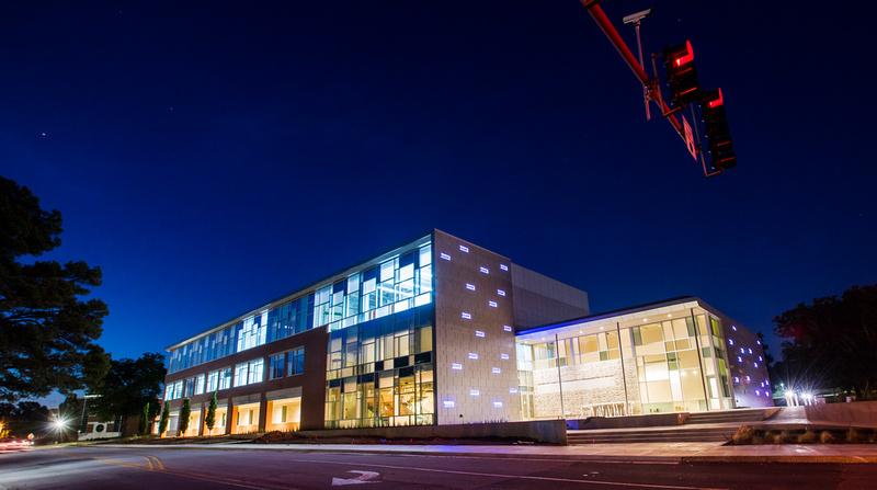 Windgate art building at night